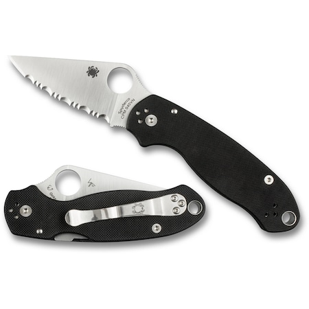 Spyderco 2024 Spyderco Para 3 G-10 Black Serrated SPY-C223GS